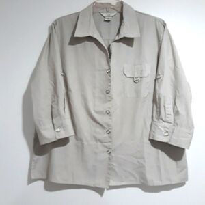 Allison Daley Woman plus 3/4 Sleeve striped shirt top Size 16 Petite.